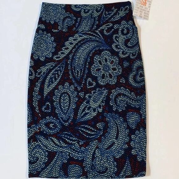 LuLaRoe Cassie Skirt Paisley XS Blue - Picture 1 of 2